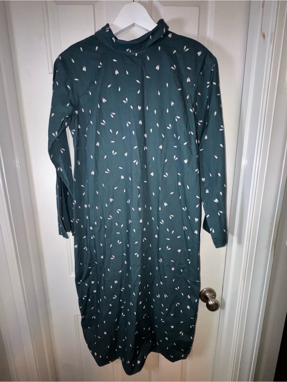 Uniqlo & Hana Tajima long sleeve green  shirt dress 100% Cotton. Size XS.